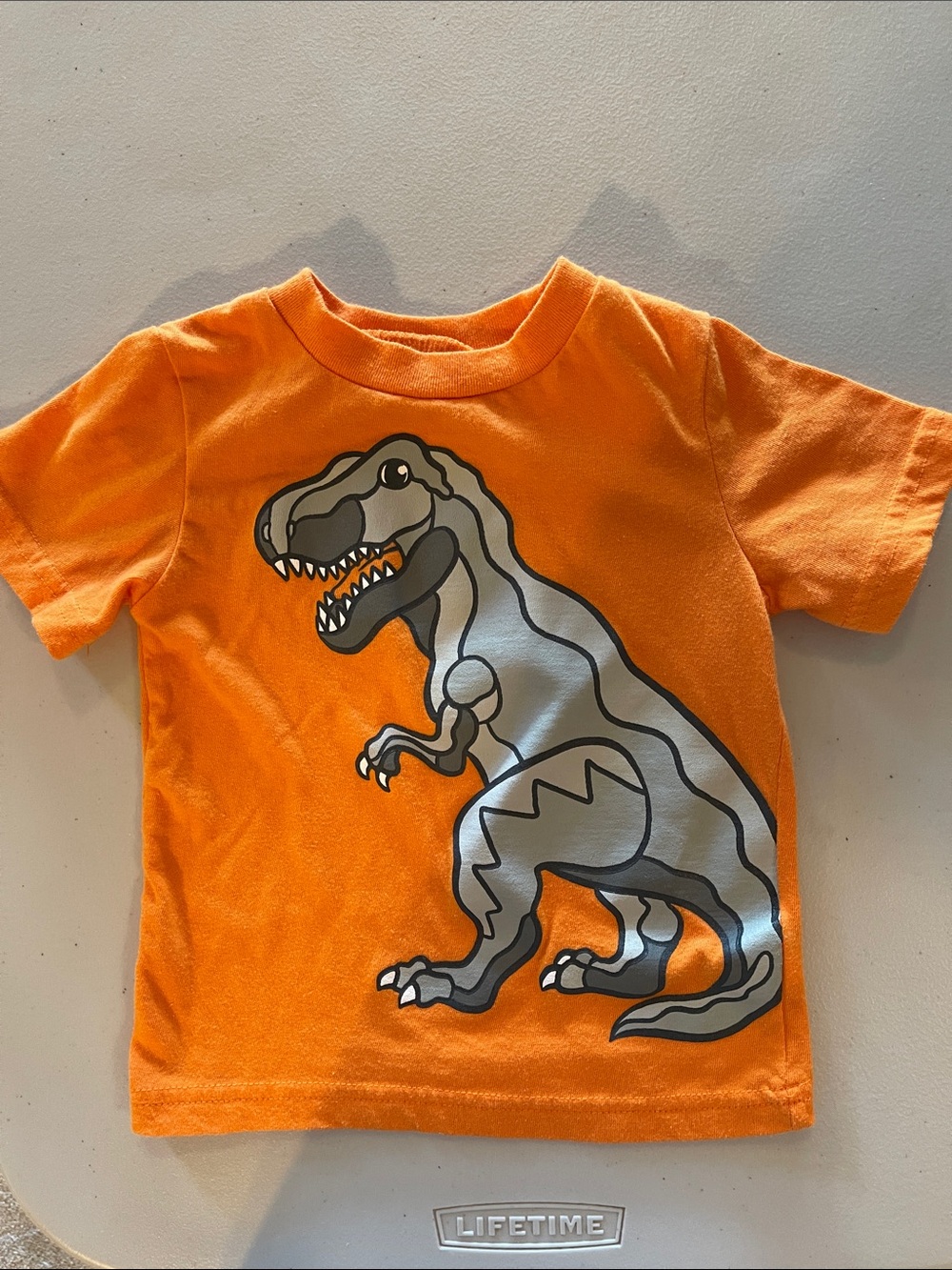 Orange Dinosaur Graphic Kids Tee
